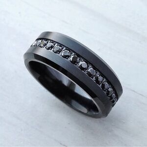 Men's Black Stone Titanium Band